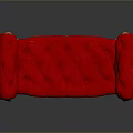 Elegant Red Velvet Single Sofa With Curved Arms And Wooden Legs Design