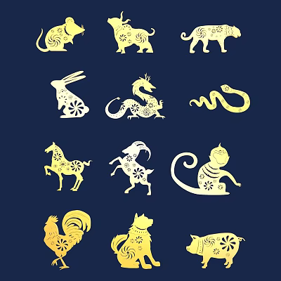 New Chinese Style Wall Decoration Zodiac Zodiac Paper-cut Zodiac New Year Pictures 3d model