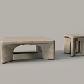 Two Modern Minimalist Concrete Coffee Tables With Unique Geometric Base Design 3d model