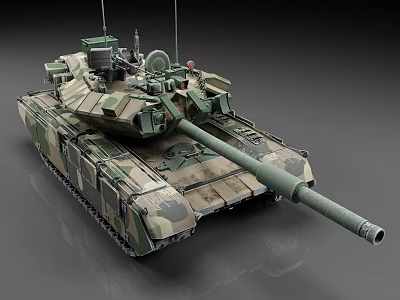 Modern Military Main Battle Tank With Camouflage Paint Long Barrel And Turret Equipment 3d model