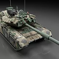 Modern Military Main Battle Tank With Camouflage Paint Long Barrel And Turret Equipment