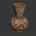Traditional Ceramic Vase With Red Brown Tones And Geometric Spiral Patterns 3d model