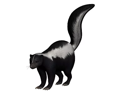 Black And White Reptile With Long Tail In Natural Wildlife Habitat 3d model