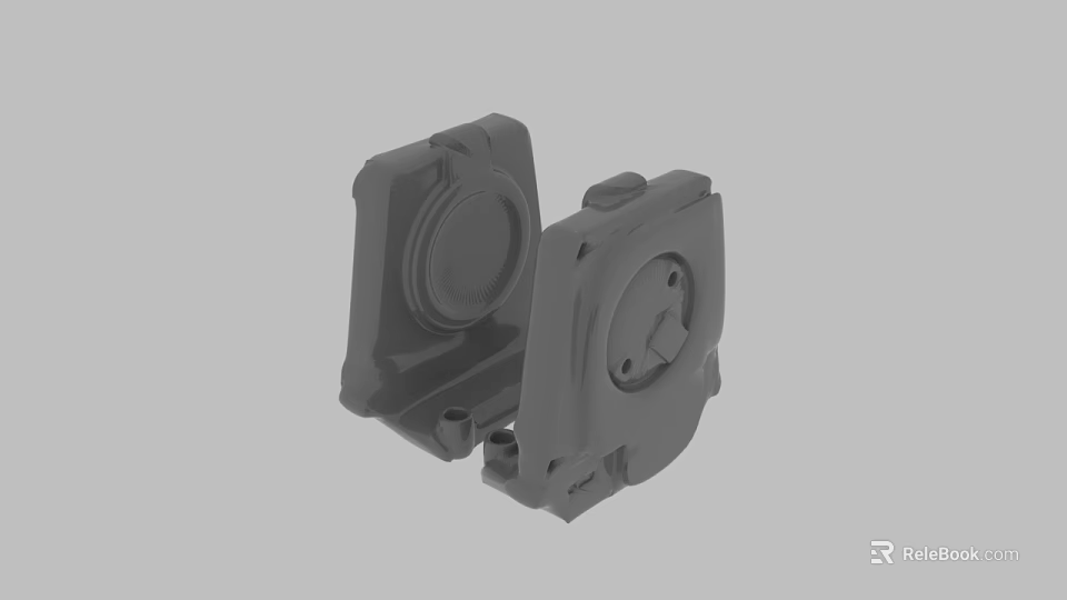 Two Grey Mechanical Components Featuring Round Structure And Connecting Holes Design 3d model 