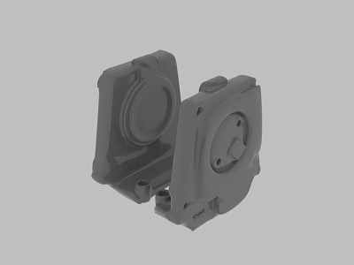 Two Grey Mechanical Components Featuring Round Structure And Connecting Holes Design 3d model