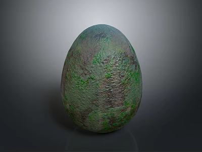 Mystery Creature Egg With Green Brown Textured Surface On Gray Gradient Background 3d model