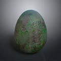 Mystery Creature Egg With Green Brown Textured Surface On Gray Gradient Background 3d model