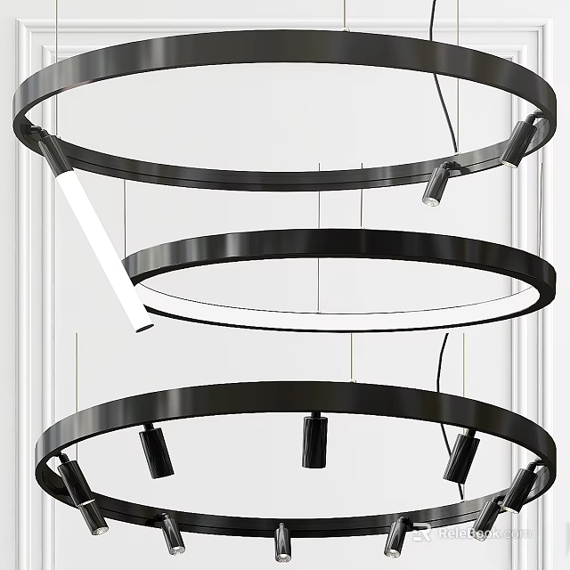 Modern Multi Ring Chandelier Design With Metal Structure And LED Lights 3d model