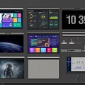 Projection Monitoring System Featuring Multiple Screens Data Dashboards Time Display And Equipment
