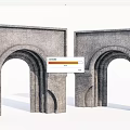 Stone Building Facade Design Featuring Arched Doorways And Classic Architectural Structure 3d model