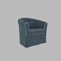Comfortable Blue Fabric Single Sofa With Armrests And Decorative Cushion 3d model