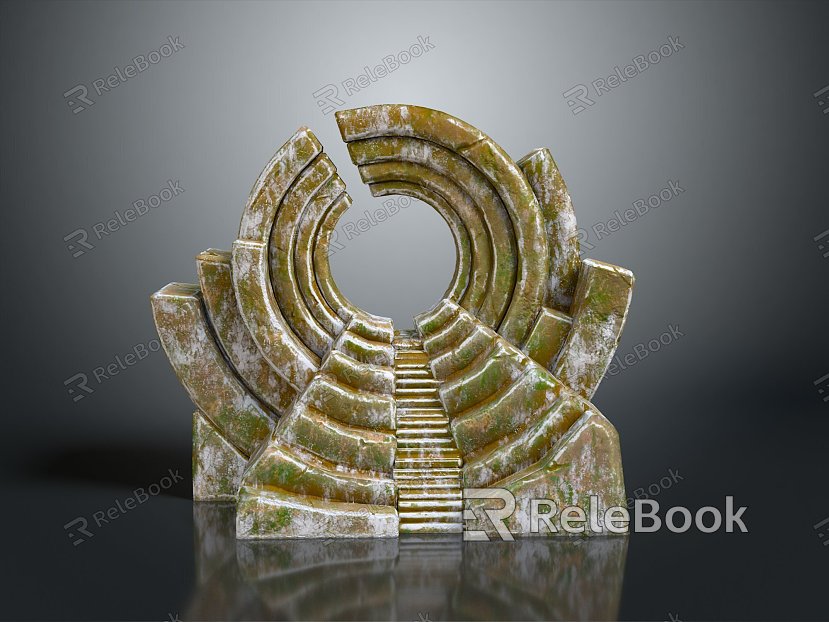 Ancient Door Portal Ancient Door Crossing Door Space-Time Door Science Fiction Door Loop Door Ring Science Fiction Ring model