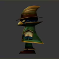 Cute Cartoon Character With Yellow Straw Hat And Green Coat
