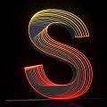 3D Letter S Design With Neon Colorful Lines On Black Background
