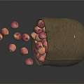 Fresh Red and Yellow Apples Spilling From Tilted Clay Jar on Dark Surface