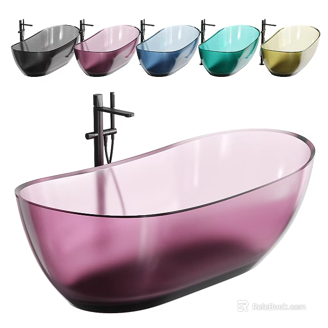 Stylish Transparent Colorful Modern Bathtub with Faucet and Multiple Color Options 3d model 