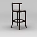 Elegant Dark Wood Bar Stool With White Padded Seat And Round Base Legs