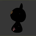 Cute Black Kitten Character 3D Model With Yellow Eyes And Pink Paw Pads