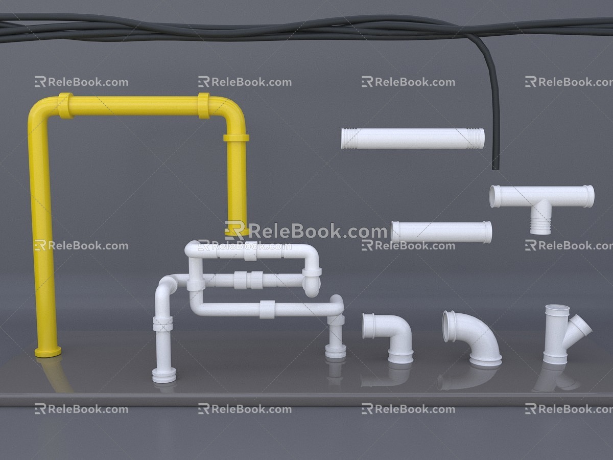 Pipe Pipe Pipe Water Pipe Cable Wire Construction Plastic Pipe Assembly Decoration 3d model