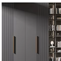 Modern Black Bookcase With Gold Handles And Open Shelf Storage Design 3d model