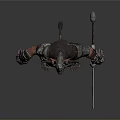 Horned Demon Warrior Character With Muscular Body Spiked Armor And Sharp Sword