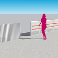 Modern Fence Design With Metal Structure And Silhouette Figures In Outdoor Area
