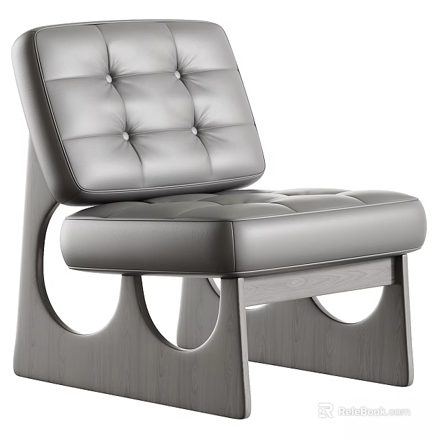 Stylish Modern Leisure Chair With Tufted Leather Upholstery Wooden Legs And Contemporary Design 3d model 