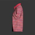 Red And White Striped Polo Shirt With Pink Collar For Casual Wear