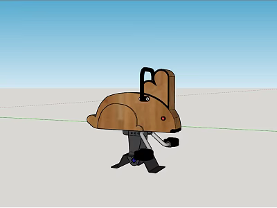 Creative Building Blocks Rabbit Figure With Brown Body Black Ears And Detachable Legs 3d model