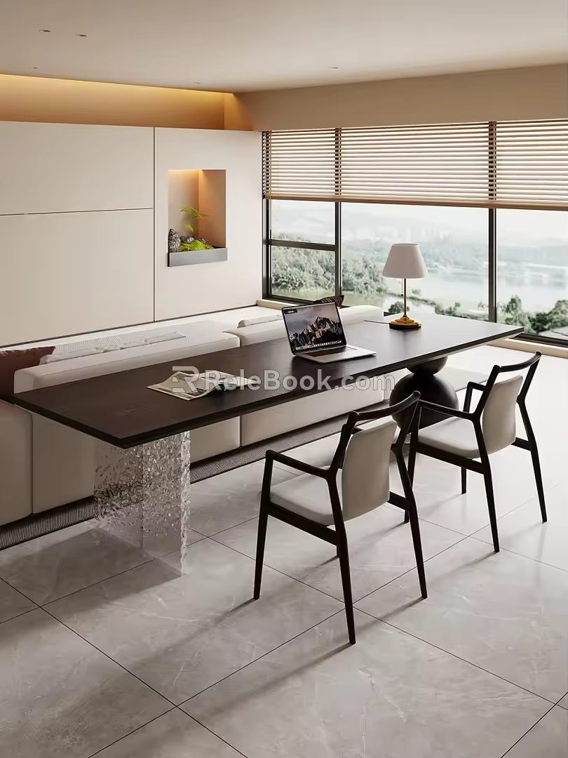 -Ji Feng Big Board Table Tea Table and Chair Combination Tea Table Tea Table Tea Room Tea Table 3d model