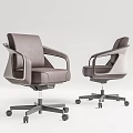 Modern Ergonomic Office Chair With Leather Upholstery Swivel Wheels And Adjustable Armrests