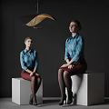 Woman Beauty Figure Sitting Posture Model Chandelier 3d model
