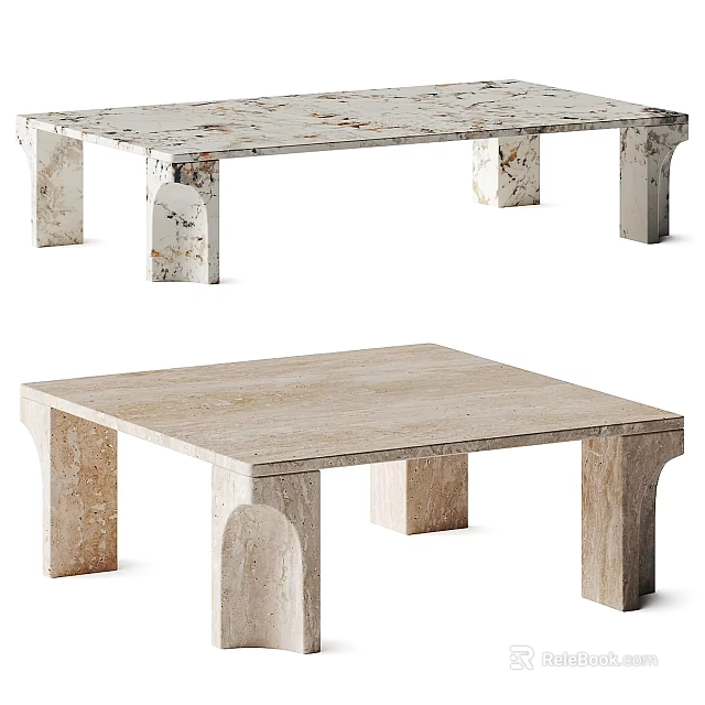 Modern Marble Coffee Table With Unique Leg Design And Natural Texture Surface 3d model