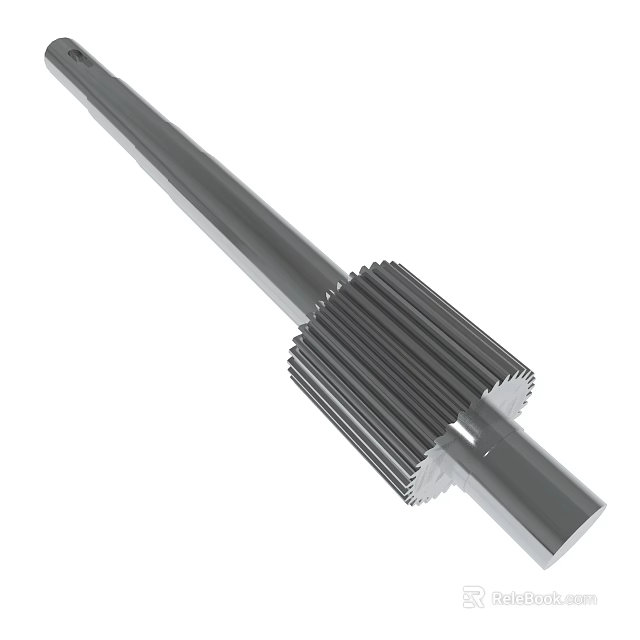 Gray Metal Mechanical Gear Shaft With Toothed Structure And Cylindrical Design 3d model 
