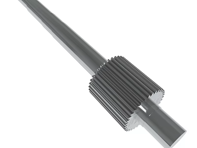 Gray Metal Mechanical Gear Shaft With Toothed Structure And Cylindrical Design 3d model