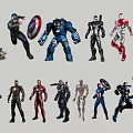 Collectible Superhero Action Figurine Set With Detailed Character Designs And Dynamic Poses 3d model