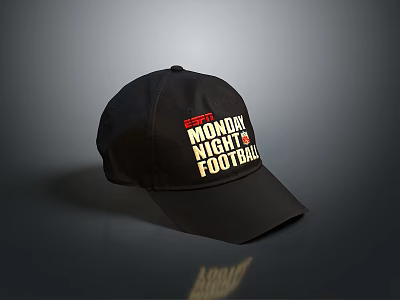 Black Casual Cap With Monday Night Football Lettering For Daily Wear 3d model