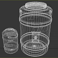 Industrial Storage Containers Large And Small Gray With Black Lids And Warning Labels