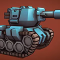 Blue 3D Block Style Cartoon Tank With Tracks And Cannon