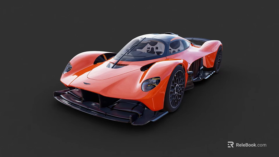 Orange Racing Sports Car With Aerodynamic Features And Sleek Body 3d model 