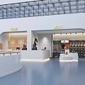 Stylish Shopping Mall Retail Store Interior With Display Shelves And Cashier Counter
