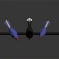 Low Poly Style Three Birds On Black Branch With Top Hat Bird And Gray Background