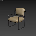 Modern Single Chair With Beige Upholstery And Black Metal Frame Design