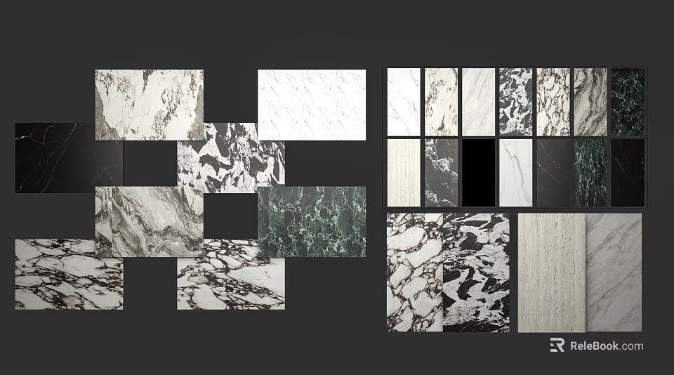 Modern Luxury Background Wall Design With Various Marble Textures And Different Colors 3d model 