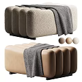 Modern Luxury Upholstered Sofa Stool With Multiple Fabric Choices And Cozy Decorative Throw Blanket