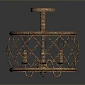 Rattan Chandelier Lighting Combination With Circular Woven Frame And Bulb Holders