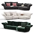 Plush Sectional Sofa with Curved Arms Decorative Pillows and Multicolor Upholstery