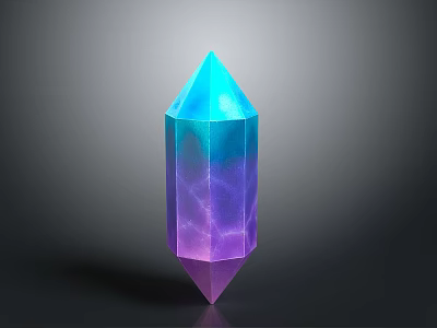 Glossy Transparent Polyhedral Crystal With Blue Purple Gradient On Dark Background 3d model