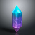 Glossy Transparent Polyhedral Crystal With Blue Purple Gradient On Dark Background