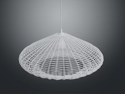 White Woven Mesh Modern Lighting Combination With Dome Shaped Pendant Design 3d model